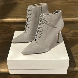 Something Navy gray suede booties